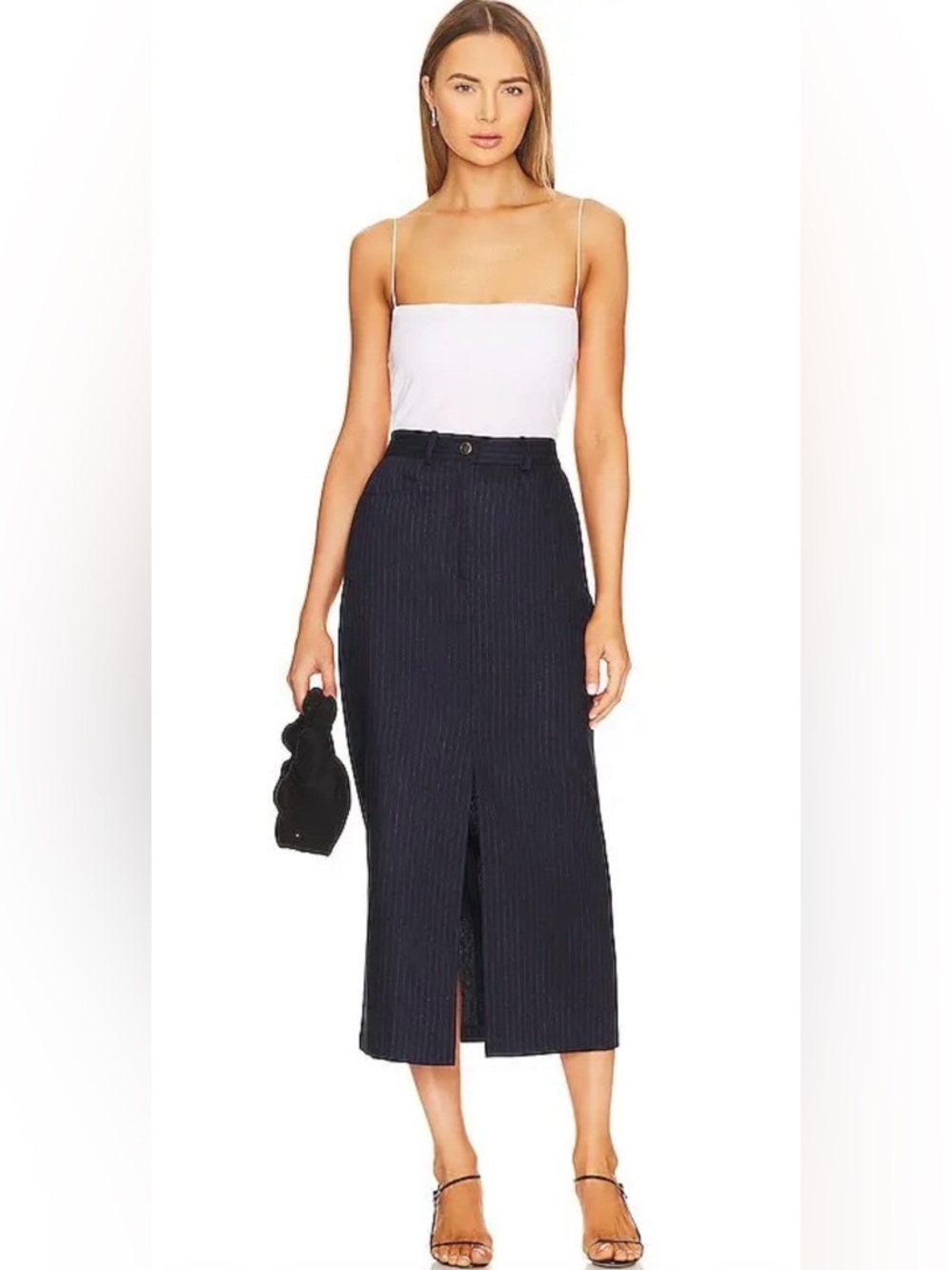 Musier Paris Adilabis Skirt in Navy Blue pinstripe- size 34/2